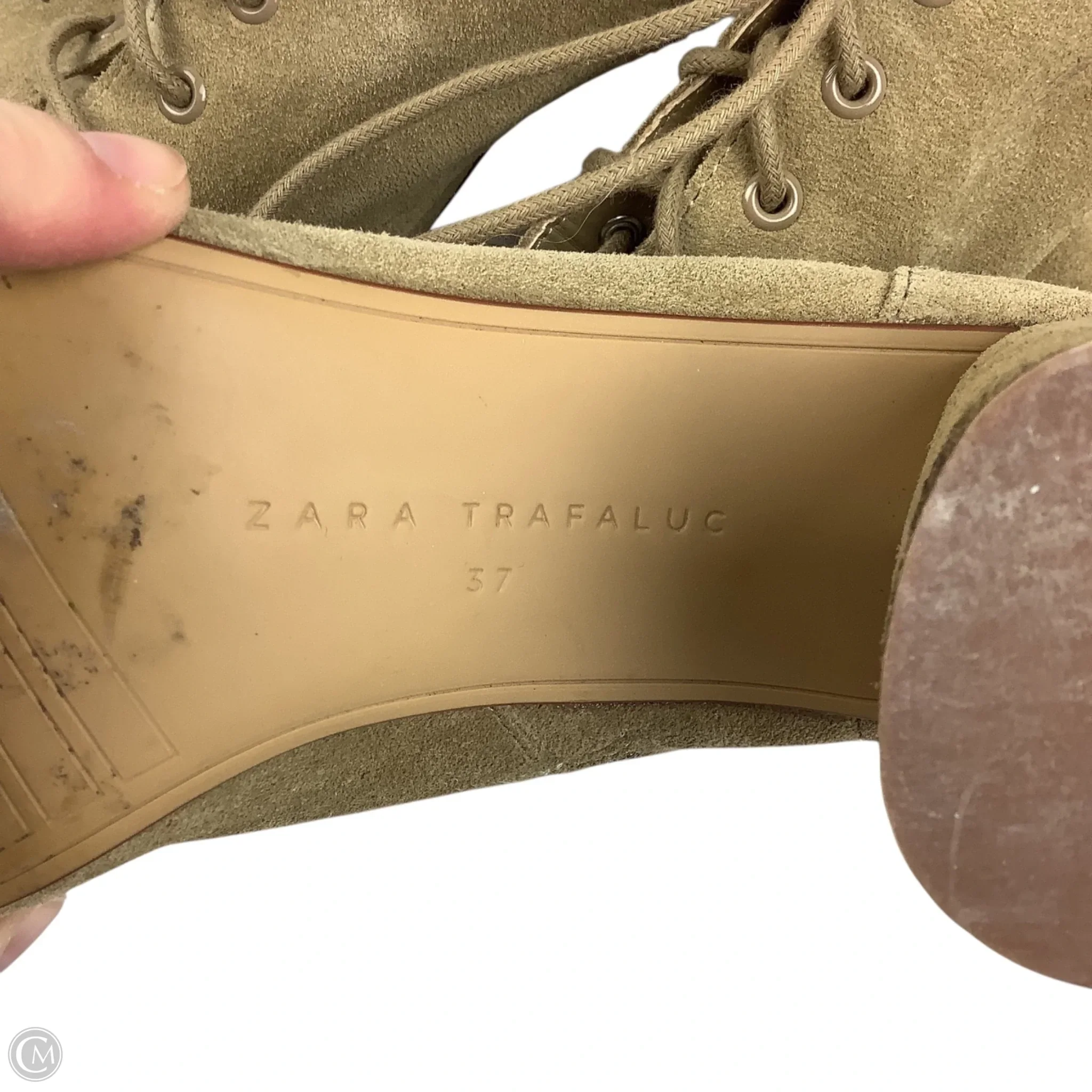 Boots Ankle Heels By Zara Trafaluc In Beige, Size: 37 - Image 4